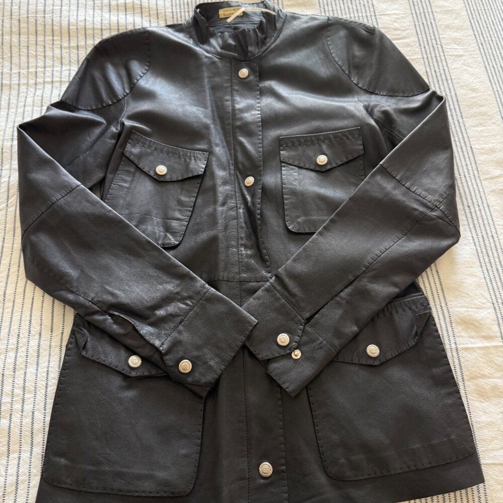 Max Studio Special Edition Jacket- Hand Stitching genuine leather XS Black NWOT